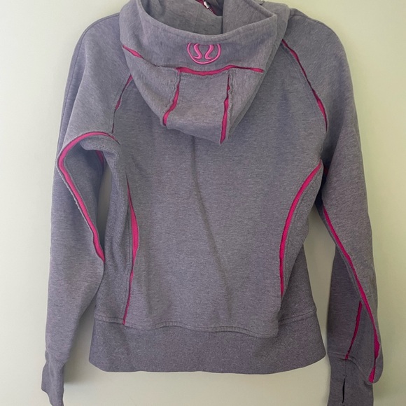 Women’s Special Limited Edition Scuba Hoodie with Raw Edge Trim pink gray size 8 - Picture 2 of 8